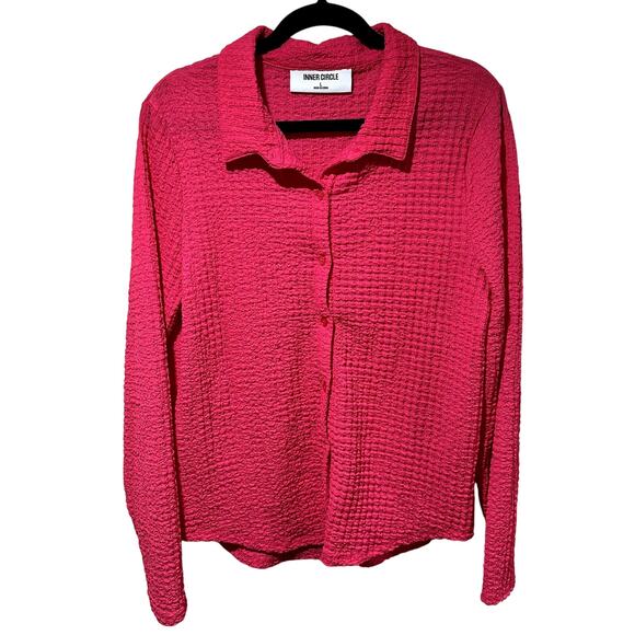 Womens textured pink button‎ up shirt size Large - Picture 1 of 5